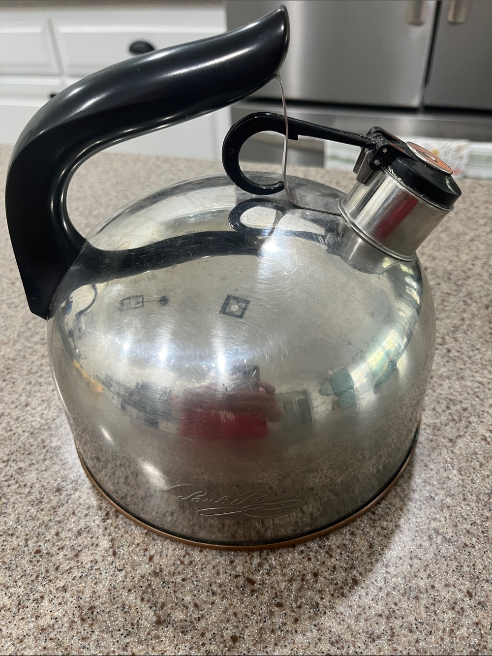 REVERE WARE Copper Bottom Stainless Steel Tea Kettle VTG Whistling CU11e